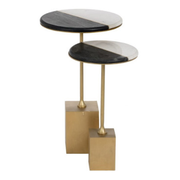 Table d'appoint Blanc - Noire 39x39x63cm Set de 2