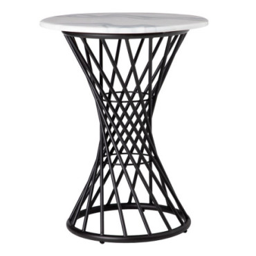 Table d'appoint Blanc - Noire 60x60x75,50cm