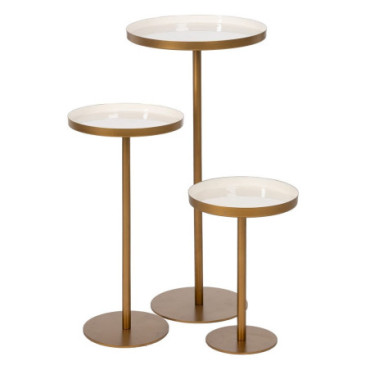 Table d'appoint Blanc - Or Fer Salon 40x40x85cm