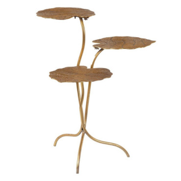 Table d'appoint Feuilles Or Métal 64,50x54x78cm