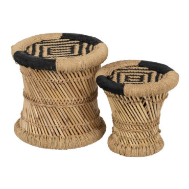 Table d'appoint Fibre Naturelle 38x38x38cm Set de 2