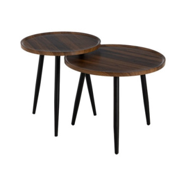 Table D'Appoint Marron Mdf - Métal Salon 50x50x54cm