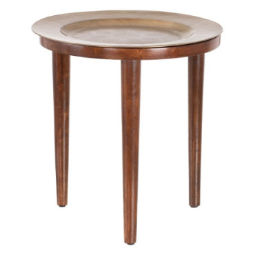 Table d'appoint Naturel - Doré Bois - Fer 50x50x52,50cm