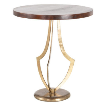 Table d'appoint Naturel - Doré Bois - Fer 51x51x58cm