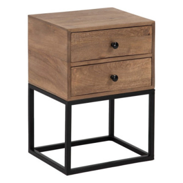 Table d'appoint Naturel - Noir 43x33x61cm