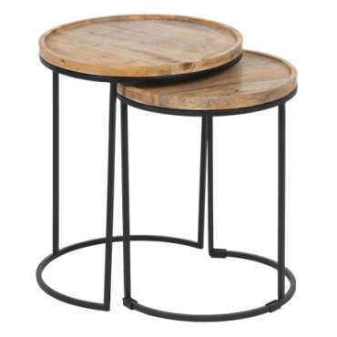 Table d'appoint Naturel - Noir 45,70x45,70x56cm Set de 2