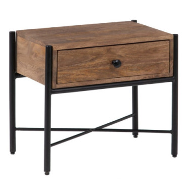 Table d'appoint Naturel - Noir 50x30x43,50cm