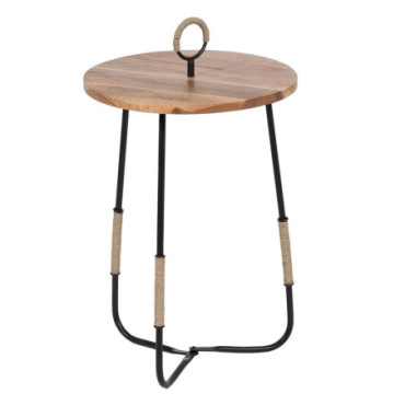 Table d'appoint Naturel - Noir Bois - Fer 40,50x40,50x66cm