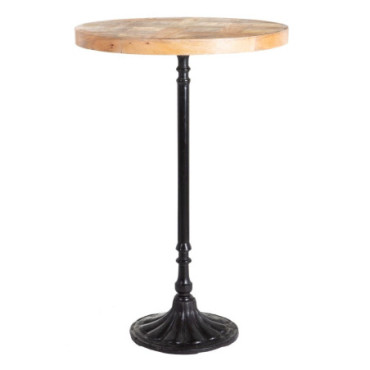 Table d'appoint Naturel - Noir Bois - Fer 70x70x107cm