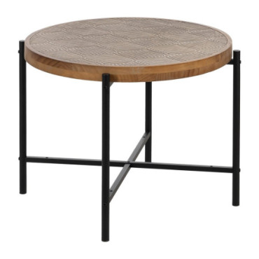 Table d'appoint Naturel - Noir Métal - Bois 69x69x52,50cm