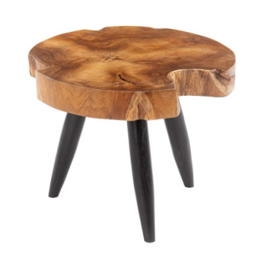 Table d'appoint Naturel - Noir Teka Bois 50x50x40cm