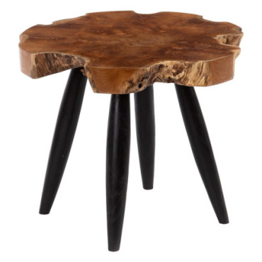 Table d'appoint Naturel - Noir Teka Bois 60x60x50cm