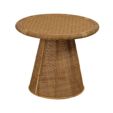 Table D'Appoint Naturel Bambou Ratan 59x59x49,50cm