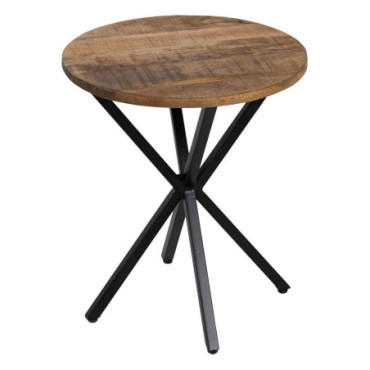 Table d'appoint Naturel Bois - Métal 43x43x49cm