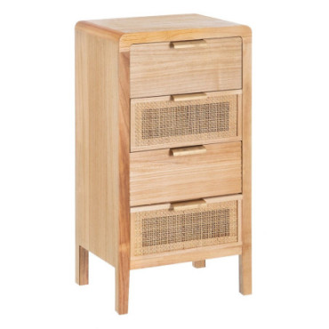 Table d'appoint Naturel Bois - Rattan Chambre 40x30x77,50cm