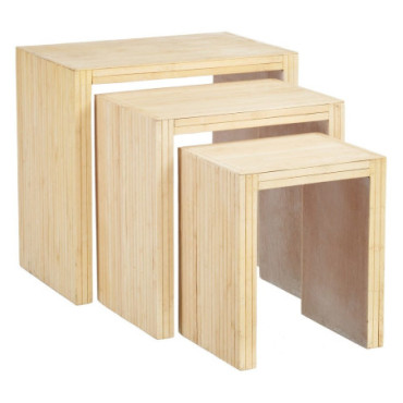 Table d'appoint Naturel Bois Salon 60x40,50x58cm Set de 3