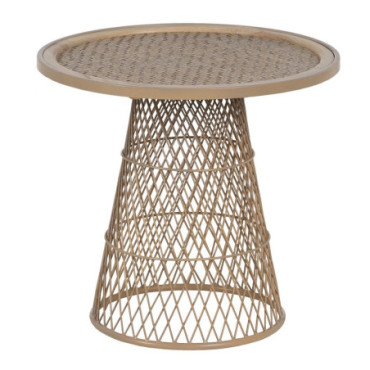 Table d'appoint Naturel Métal - Rattan 55x55x50cm