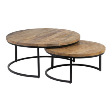 Table d'appoint Noir - Brown 90x90x40cm Set de 2