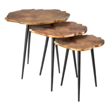 Table d'appoint Noir - Cuivre 60x60x56cm Set de 3