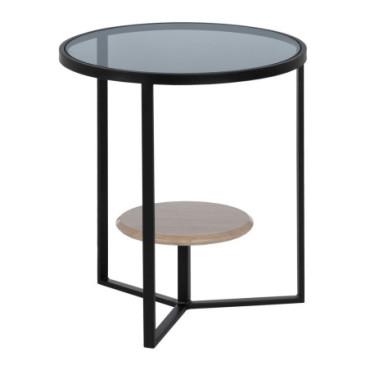 Table d'appoint Noir - Naturel Mdf - Métal 45x45x50cm