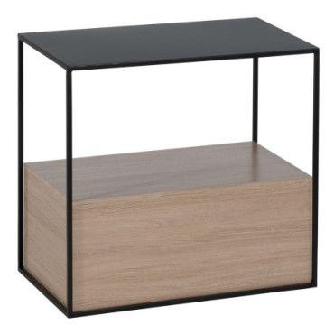 Table d'appoint Noir - Naturel Mdf - Métal 57x34x55cm