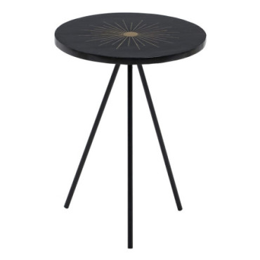 Table d'appoint Noir - Or Métal / Résine 38x38x50cm