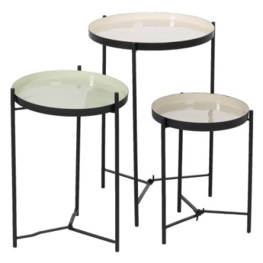 Table d'appoint Noir - Taupe Fer Salon 30x30x40,50cm