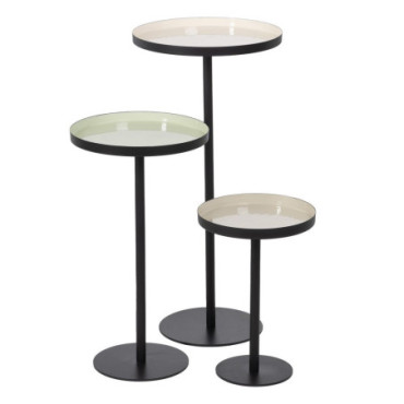 Table d'appoint Noir - Taupe Fer Salon 30x30x44cm