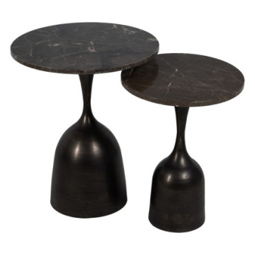 Table d'appoint Noir Mètal - Marbre 50x50x58cm