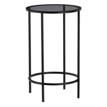 Table d'appoint Noir Métal / Cristal Salon 40x40x65cm