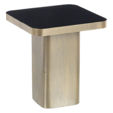 Table d'appoint Or - Noir Métal / Cristal 40x40x45cm