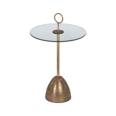 Table d'appoint Or Métal - Cristal 40x40x66cm