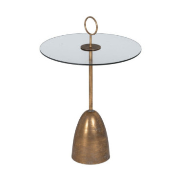 Table d'appoint Or Métal - Cristal 50x50x75,50cm