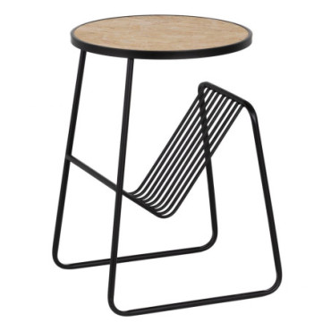 Table d'appoint Revistero Noir Mdf - Métal 46x48x66cm