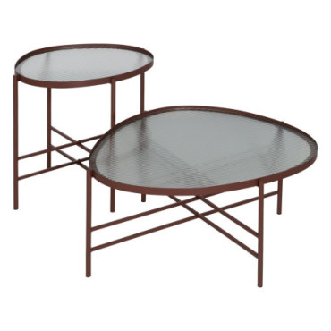 Table d'appoint Tuile Métal - Cristal 55x47x54cm