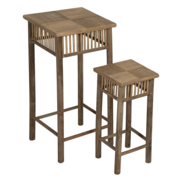 Table d'appoints Naturel Bambou 32,50x32,50x70cm Set de 2