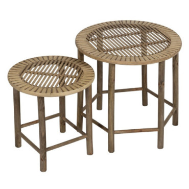 Table d'appoints Naturel Bambou 50x50x48cm Set de 2