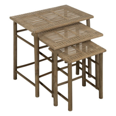 Table d'appoints Naturel Bambou 57x38x55cm Set de 3