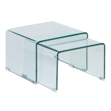 Table d'appoints Transparent Verre 12Mm 50x45x33cm Set de 2