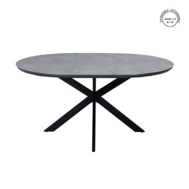 Table Extensible Gris - Noir Mdf - Métal 120x120x76cm