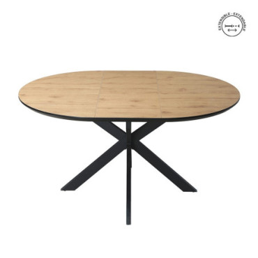 Table Extensible Naturel - Noir Mdf - Métal 120x12x76cm