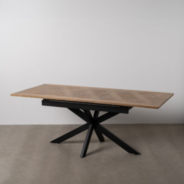 Table Extensible Naturel - Noir Mdf - Métal 160x90x77cm