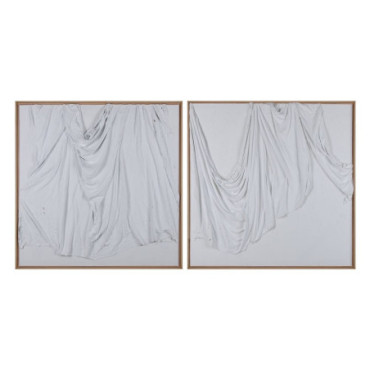 Tableau Peinture Drap 2/M Blanc - Naturel104x5x104cm