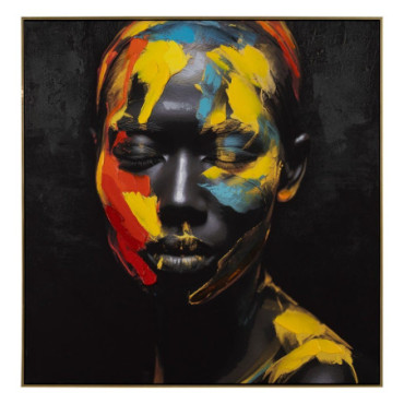 Tableau Peinture Visage Toile Décoration 100x3,50x100cm