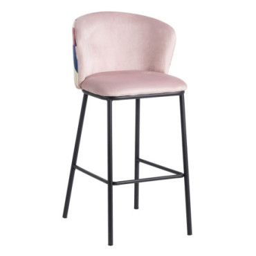 Tabouret Abstraite Rose Pâle Tissu - Métal 53x54x98cm