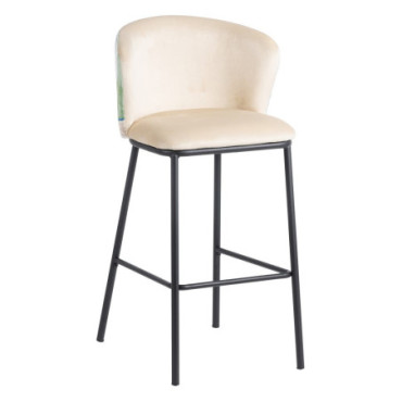 Tabouret Abstraite Vert - Beige Tissu - Métal 53x54x98cm