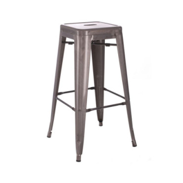 Tabouret Argent Métal Dallas Industriel 42x42x61,20cm