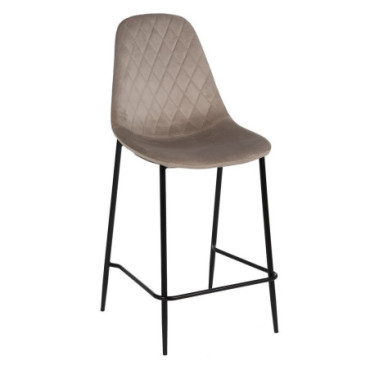 Tabouret Beige Tissu - Metal Salon 48x56x104cm