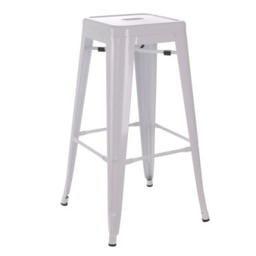 Tabouret Blanc Métal Dallas Industriel 43,50x43,50x76,50