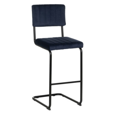 Tabouret Bleu Tissu - Métal Contract 44x50x115cm